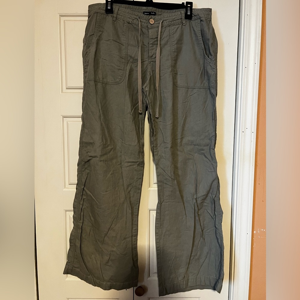Linen blend wide leg pant